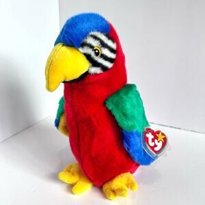 TY Jabber the Macaw Parrot Beanie Buddies 11" Stuffed Plush Toy Tags 1999